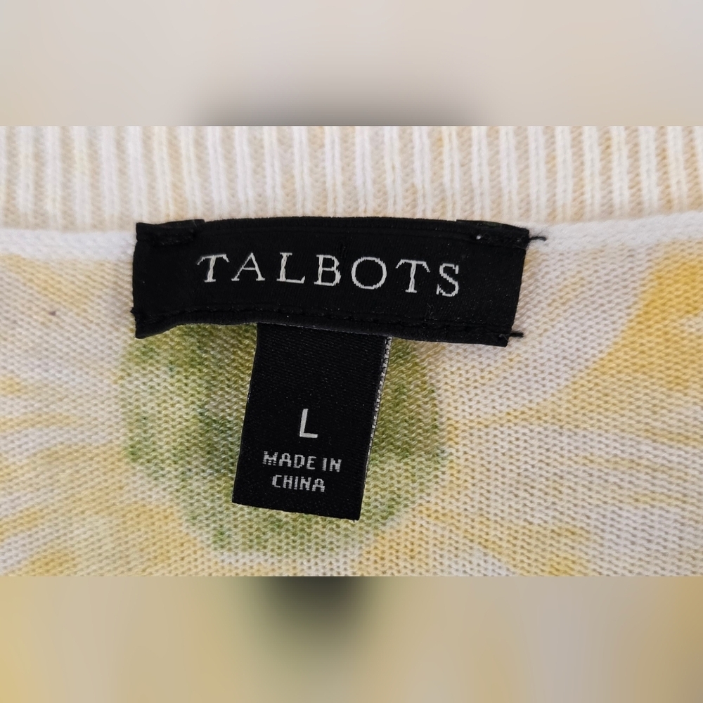 Talbots Vibrant Floral Button Front Cardigan Sweater Fairycore Whimsical, Large - Picture 4 of 6